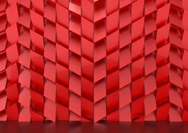 Απόδοση Πολυτελές Κόκκινο Τραπεζοειδές Σχήμα Κεραμιδιού Σχήματος Κεραμίδι Φόντο Τοίχου — Φωτογραφία Αρχείου