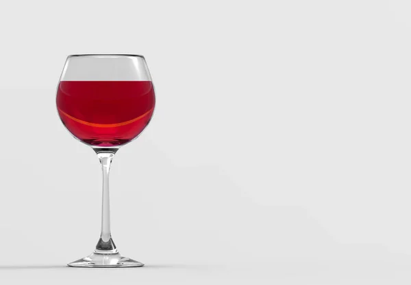レンダリング グレーのコピースペースの背景に分離クリッピングパスを持つ高級赤ワイングラス — ストック写真