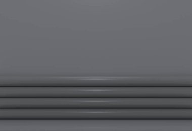 3d render. Kopya alanı gri duvar arka plan ile lüks koyu eğri paneller.