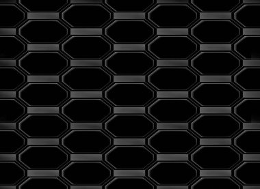 3d render. Dikişsiz modern siyah sekizgen şekil desen tasarım duvar arka plan.