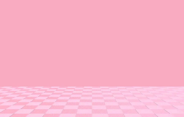 Рендеринг Мягкий Розовый Квадратный Плиточный Пол Пустым Пространством Фоне Стены — стоковое фото