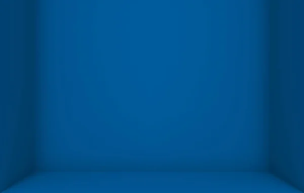 Rendement Vide Couleur Bleu Foncé Cube Boîte Coin Mur Fond — Photo