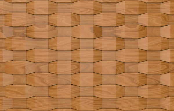Renderizado Moderno Tejer Madera Panel Cuadrado Azulejos Fondo Pared — Foto de Stock