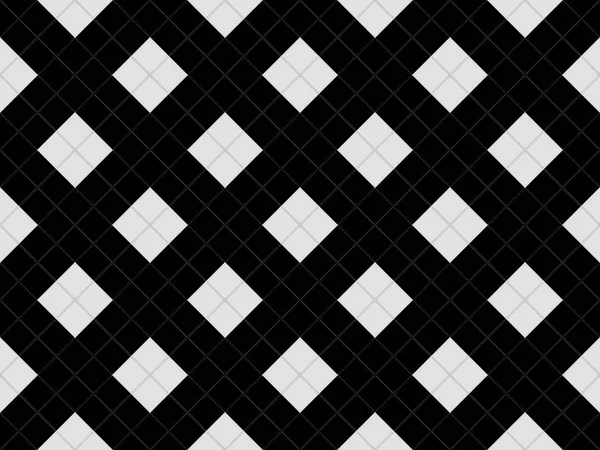レンダリング シームレスな現代の白と黒のグリッド正方形のアートパターンの壁の背景 — ストック写真