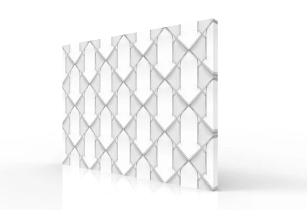 Rendement Vue Perspective Mur Tuiles Motif Grille Géométrique Blanc Texturé — Photo