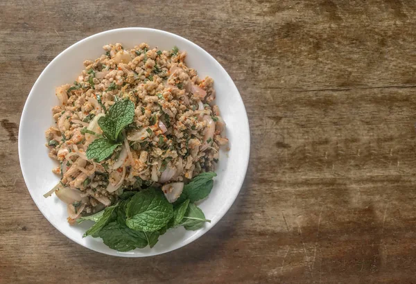 Тайська Кухня Гострий Фарш Свинячі Салат Або Larb Moo Блюдо — стокове фото