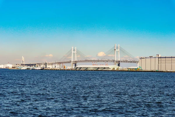 2018 November Kanagawa Japan Yokohama Bay Bridge Kvällstid Hösten Säsongen — Stockfoto
