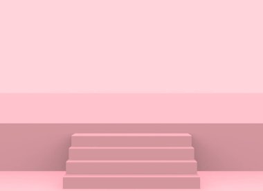 3d render. sahne arka plana kadar modern yumuşak pembe renk merdiven.