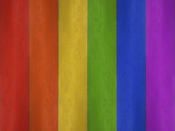 Colore Scuro Arcobaleno Pannelli Verticali Legno Parete Sfondo — Foto Stock