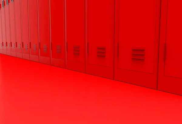 Rendering Bottom Part Red Metal Lockers Floor Background — Stock Photo, Image