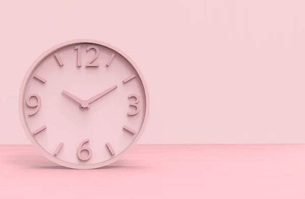 Rendering Modern Pink Victory Time Clock Wooden Floor Copy Space — Stock Photo, Image