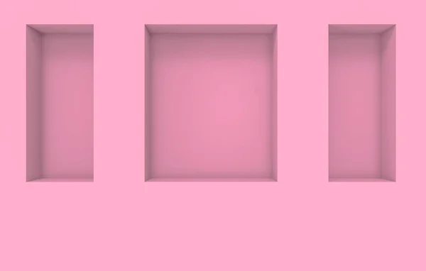 Renderizado Forma Cuadrada Moderna Patrón Caja Agujero Rosa Fondo Pared — Foto de Stock