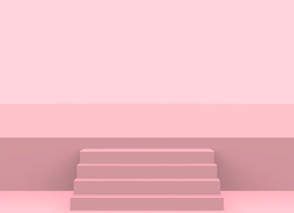 3d render. sahne arka plana kadar modern yumuşak pembe renk merdiven.