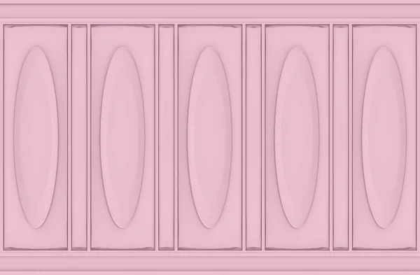 レンダリング 豪華な甘い柔らかいピンクの楕円形の古典的なパターン木の壁の背景 — ストック写真