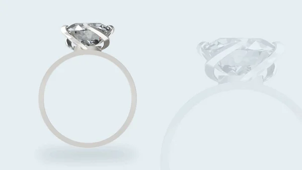 Darstellung Luxuriöse Hochzeit Diamantring Mit Clipping Pfad Auf Hellem Hintergrund — Stockfoto