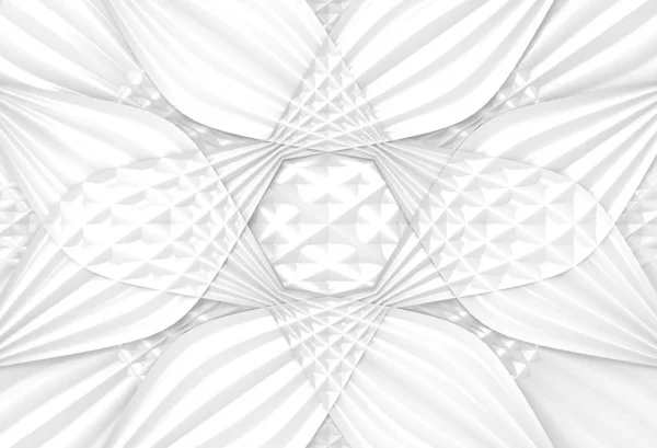 Renderizado Moderno Blanco Curva Despojado Patrón Flor Diseño Fondo —  Fotos de Stock