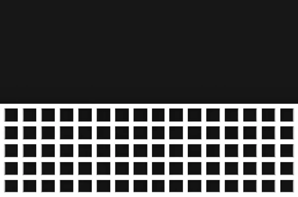 レンダリング 黒い壁の背景に白い正方形の形状のパターンタイル — ストック写真