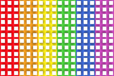 3d render. Lgbt gökkuşağı renk tasarım duvar arka plan küçük beyaz küp kutuları. 