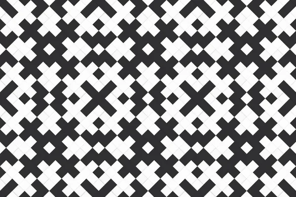 レンダリング シームレスモダンホワイトと黒ランダム正方形のグリッド形状パターンデザイン壁の背景 — ストック写真