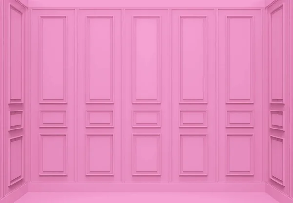 3d render. lüks tatlı yumuşak pembe klasik desen ahşap duvar köşe oda arka plan.