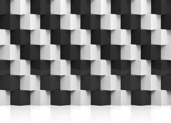Renderelés Absztrakt Modern Verem Véletlenszerű Luxus Fehér Fekete Kocka Dobozok — Stock Fotó