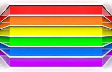 3d render. LGBT gökkuşağı renk yatay çubuk desen köşe duvar ve zemin arka plan.