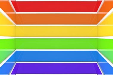 3d render. Lgbt gökkuşağı renk bar desen coner oda duvar arka plan.