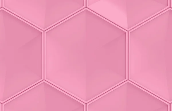 3d rendering. Geometric pink hexagonal shape space wall texture background.