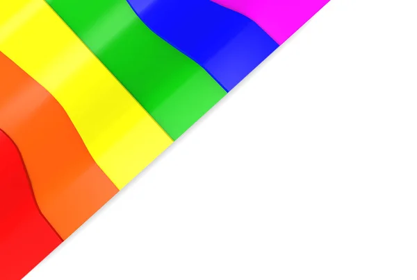 3d render. Beyaz duvar arka planda LGBT gökkuşağı renk eğrisi desen bayrak tasarımı.