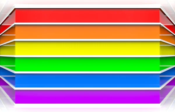 3d rendering. LGBT rainbow color horizontal bar pattern corner wall and floor background.