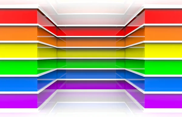 Renderowanie Lgbt Tęcza Kolor Poziomy Bar Wzór Rogu Ściany Podłogi — Zdjęcie stockowe