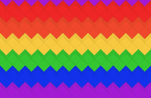 レンダリング シームレスなLgbt虹色の正方形のグリッドパターンデザイン壁の背景 — ストック写真