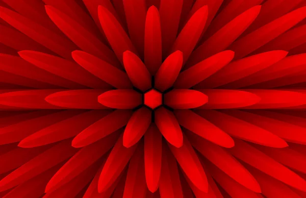 Rendering Abstract Red Extrude Geometry Bar Blooming Flower Shape Pattern — Stock Photo, Image