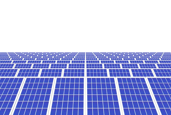 Renderowanie System Generatora Energii Elektrycznej Ogniwa Słoneczne Panele Pola Przemysłu — Zdjęcie stockowe