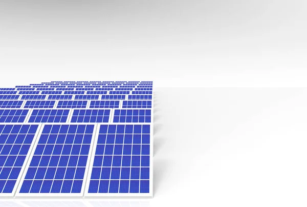 Renderowanie System Generatora Energii Elektrycznej Ogniwa Słoneczne Panele Pole Przemysłu — Zdjęcie stockowe
