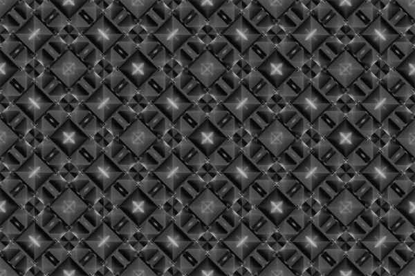 Rendering Dark Seamless Black Square Grid Pattern Art Design Wall — Stock Photo, Image