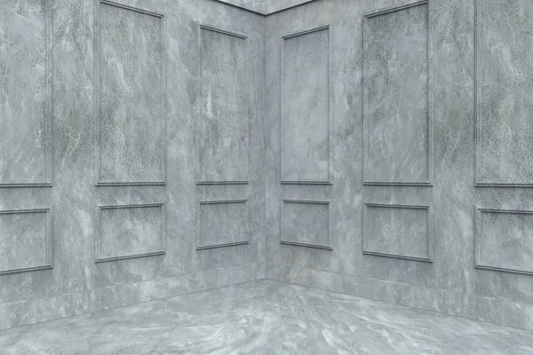 レンダリング 現代ヴィンテージ古典的な正方形のフレームパターンアートセメント壁のデザインコーナーの背景 — ストック写真