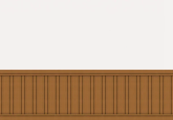 棕色木板一排装饰在白色水泥墙 — 图库照片