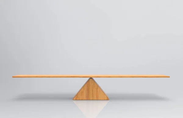 3d render. gri arka planda boş bir ahşap denge ölçeği.