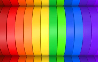 3D görüntüleme. Alternatif gökkuşağı renkli lgbt eğrisi panel dizayn paneli afiş arkaplanı.