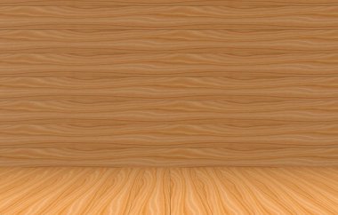 3D görüntüleme. Herhangi bir tasarım dokusu için kahverengi tahta paneller duvar ve zemin arkaplanı.