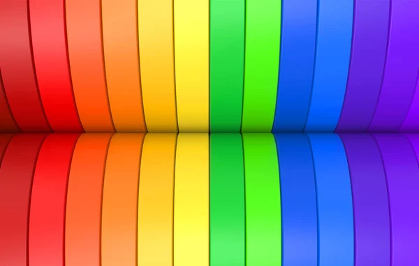 Återgivning Alternativ Regnbåge Färgglada Lgbt Kurva Panel Design Banner Vägg — Stockfoto