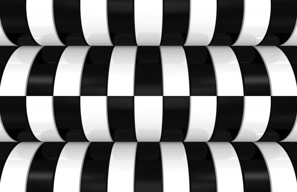 3Dレンダリング 現代的な代替黒と白の曲線のパターンの壁の背景 — ストック写真