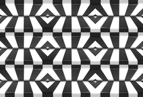 3Dレンダリング シームレスな代替黒と白のパターンデザインの壁の背景 — ストック写真