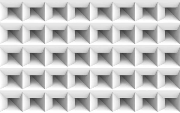 3Dレンダリング シームレスなミニマリストの白い正方形のグリッドパターンデザインアートウォールの背景 — ストック写真