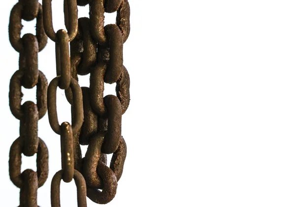 Rusty Metal Vertical Chain White Background — Stock Photo, Image