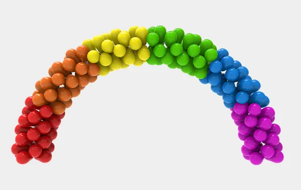 3D görüntüleme. Lgbt Gökkuşağı falg renk balon kabuk kapı tasarımlı kırpma yolu beyaz arkaplanda izole.