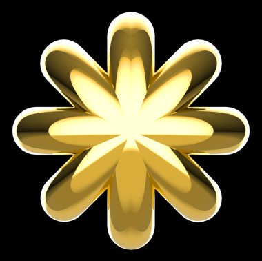 3D görüntüleme. Kırpma yolu siyah arkaplanda izole edilmiş Altın Altı köşeli yıldız.