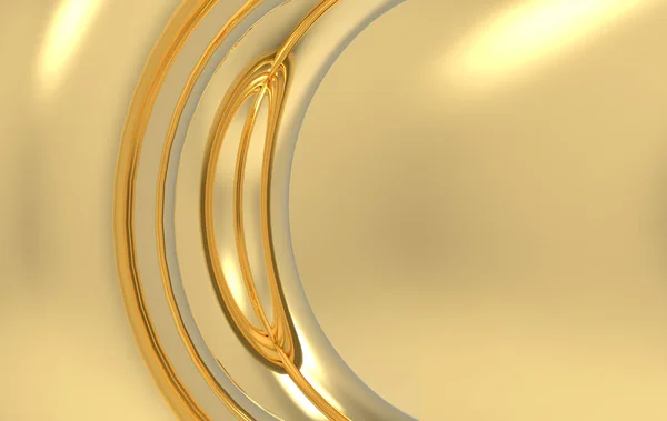 Weergave Luxe Gouden Curve Ontwerp Muur Achtergrond — Stockfoto