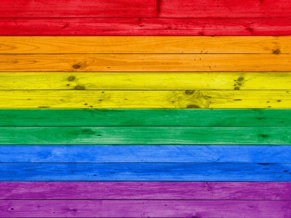 Colorful Rainbow Lgbt Flag Wood Panel Wall Background — Stock Photo, Image